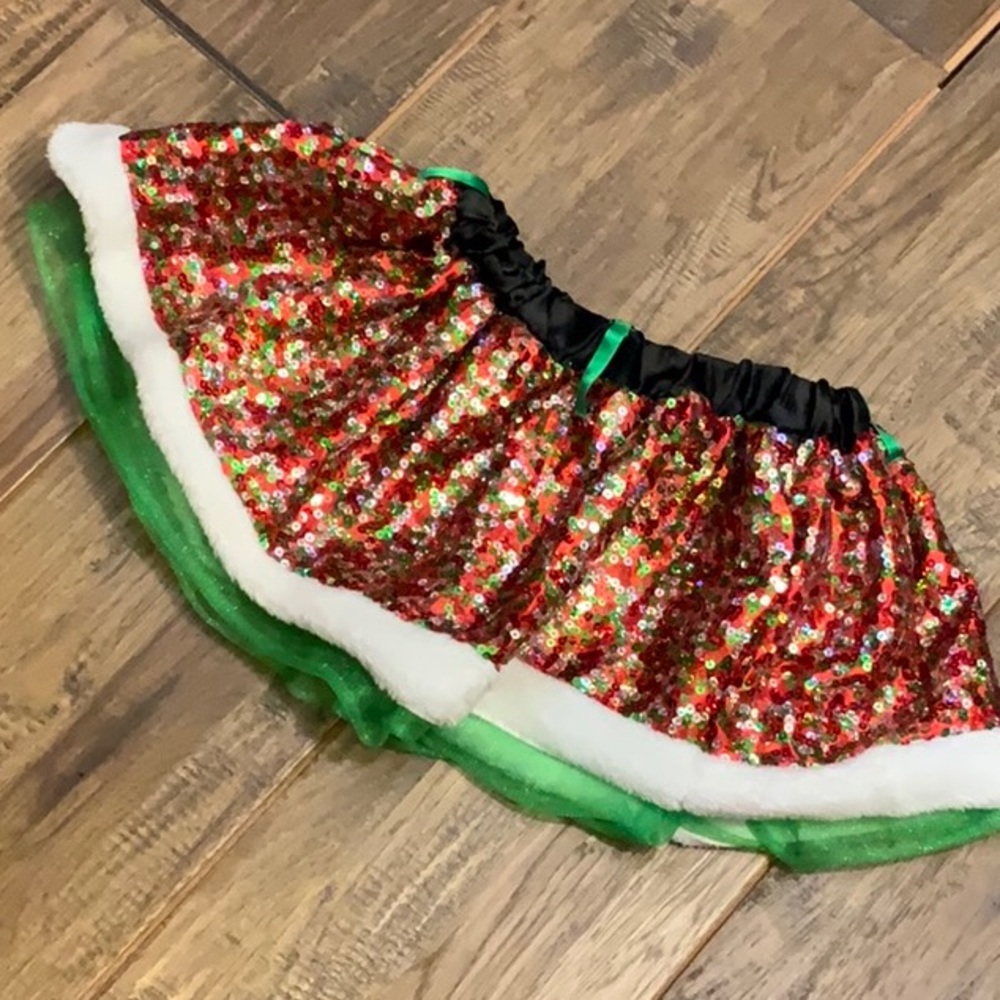Claire’s holiday sequence skirt